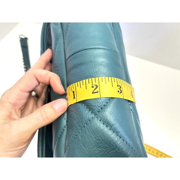 Persaman New York Quilted Teal Green Leather Satchel Bag Purse - Picture 9 of 9